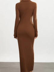 Women Slim Fit Sleeve Button Down Turn Down Collar Evening for Spring Fall Female Vestidos InsStreet