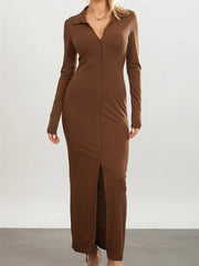 Women Slim Fit Sleeve Button Down Turn Down Collar Evening for Spring Fall Female Vestidos InsStreet