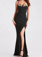 Women Slim Sling High Split Flower Embroidery Sleeveless Spaghetti Strap Summer Party Club Vestidos InsStreet