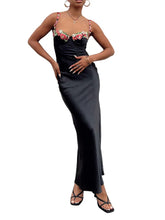 Women Sling Bodycon Flower Embroidery Sleeveless Spaghetti Strap Cocktail Summer Party Club Vestidos InsStreet