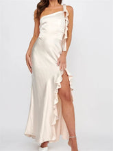 Women Summer Evening Sleeveless Strap Backless Off Shoulder High Split Ruffles Party Female Vestidos InsStreet