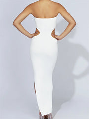 Women Tube Strapless Off Shoulder Cutout Solid Color/Striped Print Knitted Summer Beach Vestido InsStreet