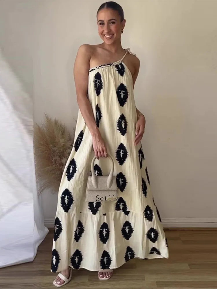 Flower Print Collar Party Vestidos Maxi Dress InsStreet