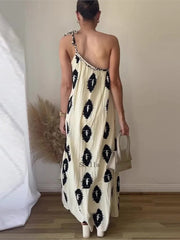 Flower Print Collar Party Vestidos Maxi Dress InsStreet