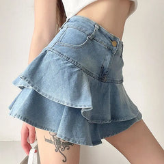 Summer Waist Slim Cute Sexy Mini Ruffle Skirt InsStreet