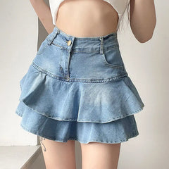 Summer Waist Slim Cute Sexy Mini Ruffle Skirt InsStreet
