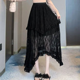 Lace Fairycore Tulle Ruffle Vintage Irregular Skirt InsStreet