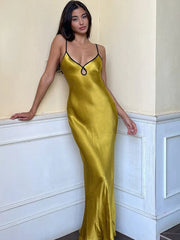 Satin Backless Club Party Vestido Maxi Dress InsStreet