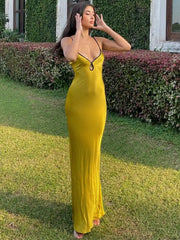 Satin Backless Club Party Vestido Maxi Dress InsStreet