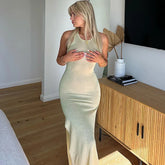 Sleeveless Split Chic Rave Festival See Through Glitter Midi Dress InsStreet