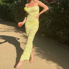 Floral Sheer Lace Maxi Dress InsStreet