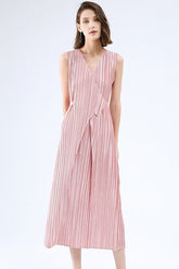 Pleated Glossy Tie-Strap Dress InsStreet