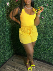 Solid Tank Top & Shorts Set Ins Street