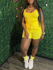 Solid Tank Top & Shorts Set Ins Street