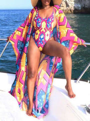 Printed One-Piece Swimsuit with Cover Ins Street