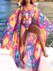 Printed One-Piece Swimsuit with Cover Ins Street