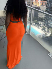 Ribbed Drawstring Tank Top & Skirt Set--Clearance Ins Street