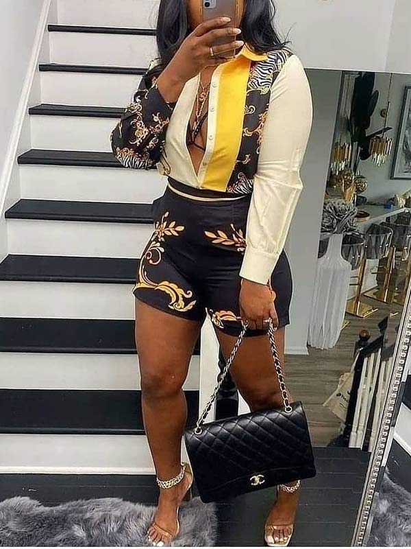 Printed Shirt & Shorts Set Ins Street