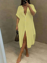 Mandarin-Collar Shirt Dress--Clearance Ins Street