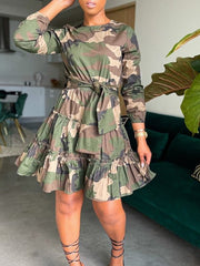 Camo Tied Ruffle Dress--Clearance Ins Street