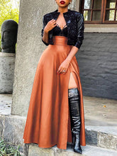 Slit Faux-Leather Skirt --Clearance Ins Street