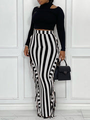 Fringe Combo Stripe Skirt Ins Street