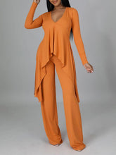 Ribbed Asymmetric Top & Pants Set--Clearance Ins Street