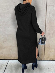 Solid Slit Hoodie Dress--Clearance Ins Street