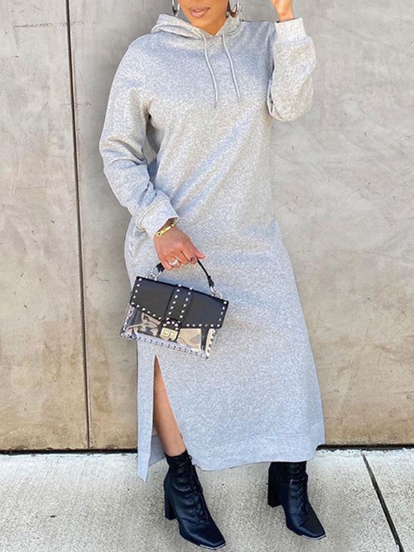 Slit Hoodie Dress Ins Street