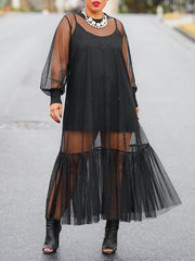 Ruffle Sheer Dress with Cami Dress Ins Street