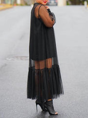 Ruffle Sheer Dress with Cami Dress Ins Street