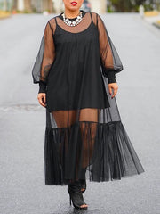 Ruffle Sheer Dress with Cami Dress Ins Street