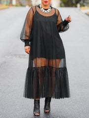 Ruffle Sheer Dress with Cami Dress Ins Street