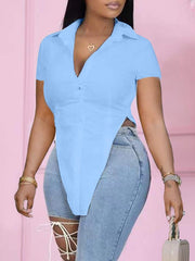 Solid Slit Shirt Ins Street