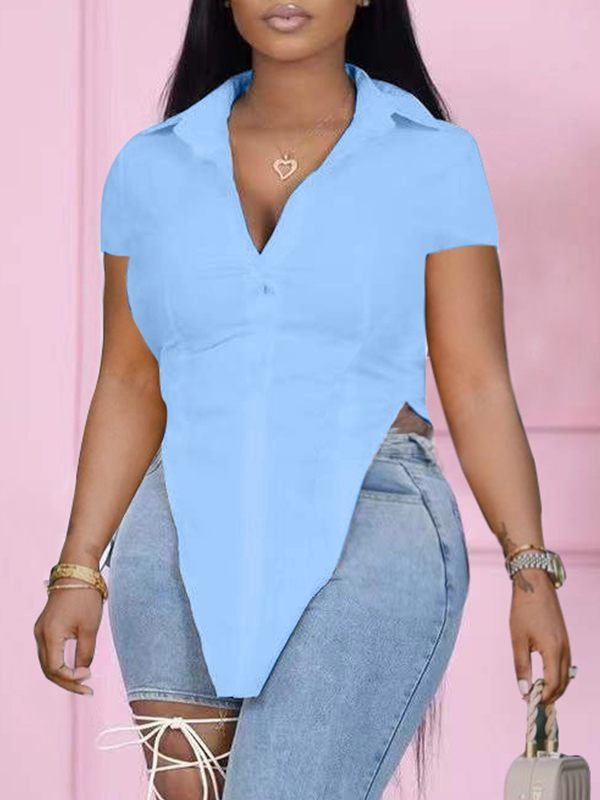 Solid Slit Shirt Ins Street