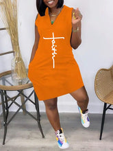 Logo V-Neck Sleeveless Dress Ins Street