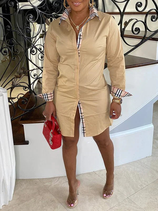 Plaid Combo Shirt Dress Ins Street