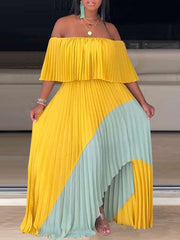 Flounce Pleated Dress Ins Street