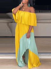 Flounce Pleated Dress Ins Street