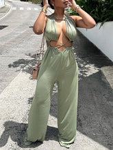 Lace-Up Wide-Leg Jumpsuit Ins Street