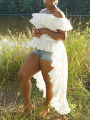 Off-Shoulder Ruffle Tunic Top Ins Street