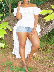 Off-Shoulder Ruffle Tunic Top Ins Street