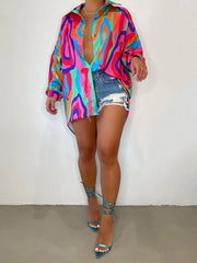 Multicolor Printed Shirt Ins Street