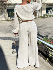 Solid Ribbed Top & Pants Set Ins Street