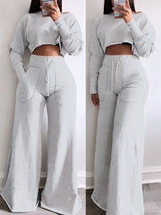 Raw-cut Sweatshirt & Wide-Leg Pants Set Ins Street