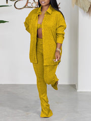 Knit Shirt Three-Piece Set Ins Street