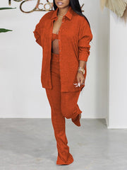 Knit Shirt Three-Piece Set Ins Street