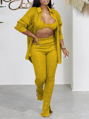 Knit Shirt Three-Piece Set Ins Street