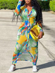 Floral Shirt Dress Ins Street