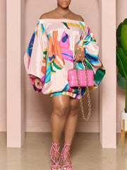 Printed Off-Shoulder Parachute Dress--Clearance Ins Street